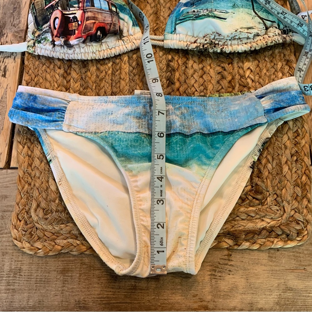 Hobie Bikini Swim Suit Bathing Woody Surf Beach Sand Ocean Palm Tree 2 Piece - Picture 15 of 16
